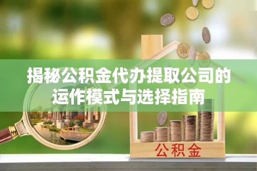 浦城揭秘公积金代办提取公司的运作模式与选择指南
