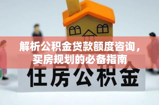 浦城解析公积金贷款额度咨询，买房规划的必备指南