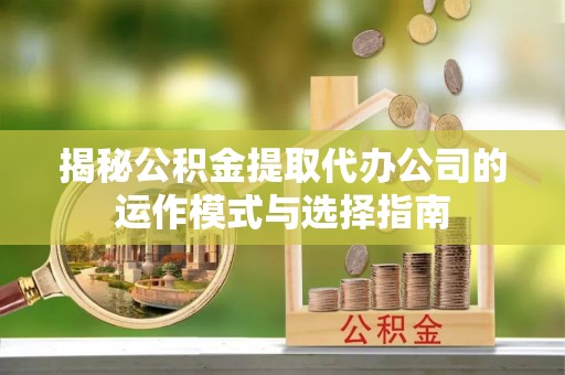 浦城揭秘公积金提取代办公司的运作模式与选择指南