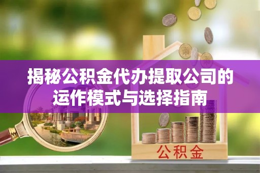 浦城揭秘公积金代办提取公司的运作模式与选择指南